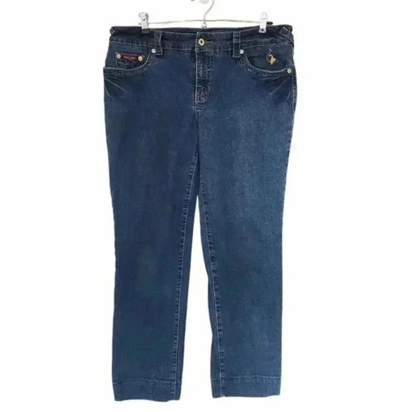 Baby Phat Jeans Women's 13 Vintage Y2K Straight Leg Dark Wash Mid-Rise Bedazzled - Picture 2 of 14